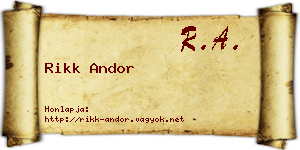 Rikk Andor névjegykártya